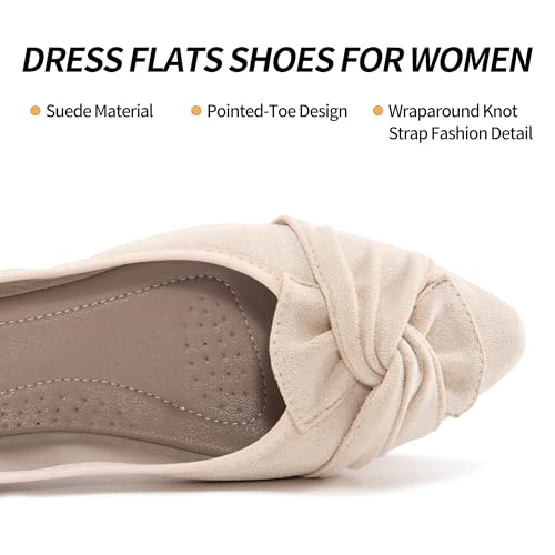 Image of Aomigoct Comfortable Dressy Flats for Women: Cushioned Insole & Lightweight for All-Day Office Comfort - Slip On & Foldable for Working Professional with Bow