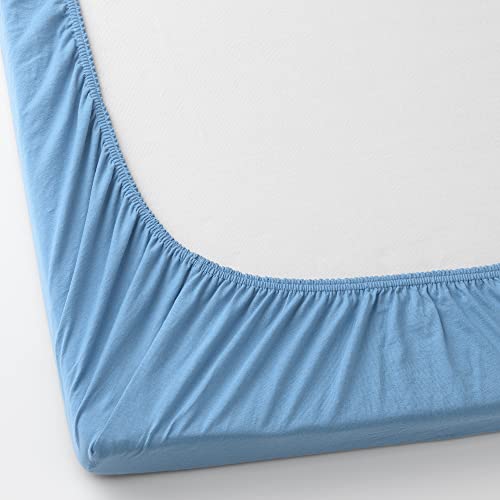 Drap housse pour lit bébé 60x120 cm bleu clair ProTuning LEN anti-plis