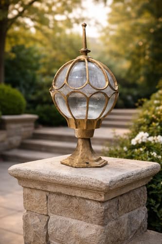 Image of Weldecor Outdoor Gate Pillar Lamp for Home Entrance Waterproof LED Garden Light (E27 Holder LED Bulb Comptaible) Antique Decorative Main Gate Post Lantern for Villa, Bungalow, Resort, Set of 2