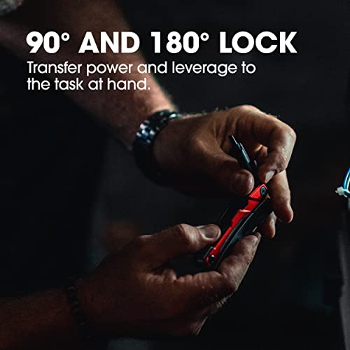 True Utility Ti Locking Pocket Multi-Tool, 8-In-1 Tool Kit, Titanium Nitride Frame, All-In-One Edc Asset For Camping, Hunting, Fishing, And Hiking, Silver/Red, One Size #TOP4