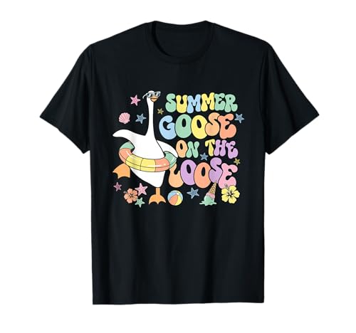 Summer Goose On-The-Loose Beach Vacation Pool Lovers Animal T-Shirt