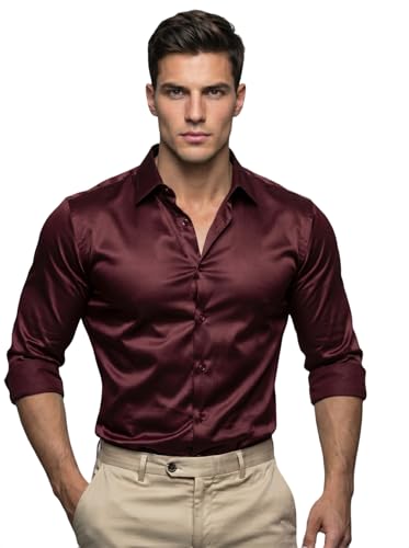 Diverse Men’s Satin Casual Shirt | Premium Solid Poly Satin | Wri...