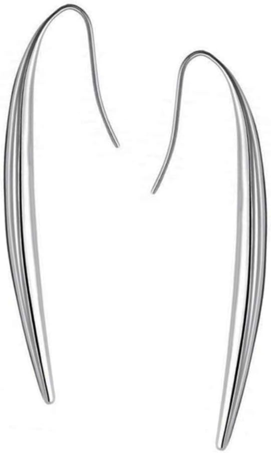 Long Vertical Bar Dangle Earrings for Women Hypoallergenic Minimalist Skinny Line Titanium Stainless Steel (Metallic Long Thread)