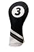 Golf Headcover Black and White Leather Style #3 Fairway Head Cover Fits Fairway Wood Clubs