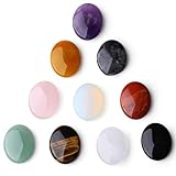 ZHIYUXI 10PCS Crystals and Healing Stones Gemstones Worry Stone for Anxiety Oval Thumb Palm Amethyst Rose Quartz Obsidian Quartz Crystals Bulk Healing Crystals Set Reiki Meditation