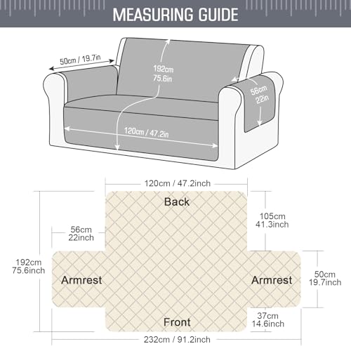 Image of TAOCOCO Sofa Covers 2 Seater,Settee Covers,Non Slip Sofa Covers,Sofa Slipcovers,Pet Couch Covers,Washable Sofa Protectors for Dogs(Grey)