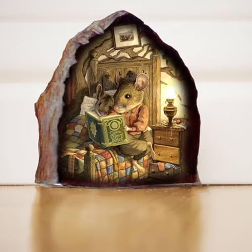 New 3D Mouse Hole Realistics Wall Sticker,Mouse in a Hole Wall Decal Fun Art, Water Proof Funny Wall Stickers for Bedroom Nursery Wall Decor，Paint, Wall Treatments and Supplies，Walls Décor，Stickers