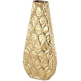 Deco 79 Metal Decorative Vase Centerpiece Vase with Peacock Inspired Design, Flower Vase for Home Decoration 13" x 5" x 28", Gold