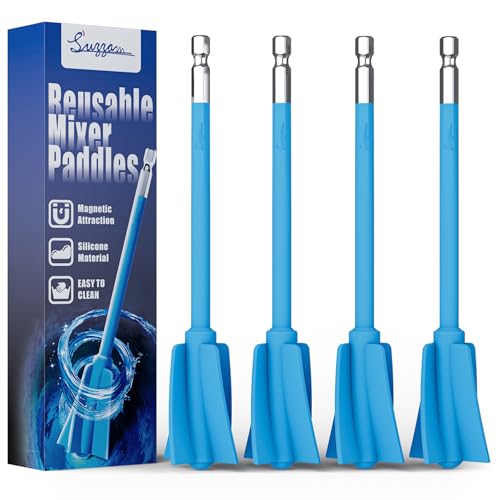 Silikon Farbrührer, Suzzam 4 Stück wiederverwendbar Epoxidharz Rührer, mischpaddel für 1/4 Bohrer, Farbmischer für epoxidharz, Pigment, Malen - Epoxidharz zubehör einfach zu säubern