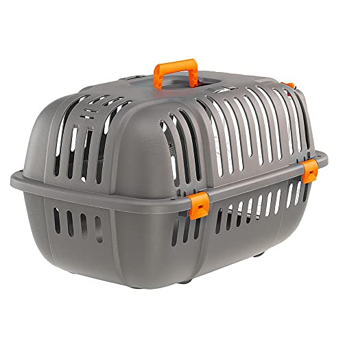 Ferplast, Caixa transportadora rígida para cães e gatos pequenos JET 20 LARANJA, porta transparente