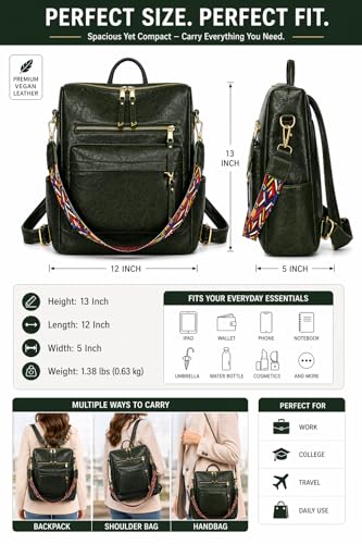 Image of Leather Backpack for Women | Large Capacity | College and Office use | PU Leather | shoulder bag for Ladies,