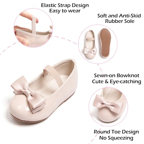 Image of PHIRAMIN Toddler Flower Girl Dress Shoes - Little Girl Ballet Flats Bow Wedding Party