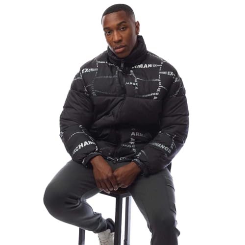 Image of A|X ARMANI EXCHANGE Men's Optical Allover Logo Puffer Jacket
