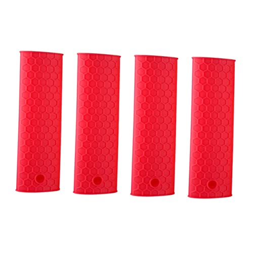 ERINGOGO 4 Piezas Protector Silicona para Mango de Olla Resistente al Calor Antideslizante Funda para Batería de Cocina y Sartenes Candy