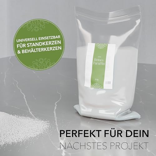 BwLights - Hochwertiges Paraffinwachs verschiedene Größen (2kg) in Weiß | Wachsgranulat zum Schmelzen & Herstellen deiner eigenen Kerze | 100% Paraffin