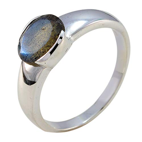 joyas plata piedras preciosas reales forma ovalada una piedra anillo labradorita facetada - anillo de plata de ley 925 gary labradorita - nacimiento de enero capricornio Cover