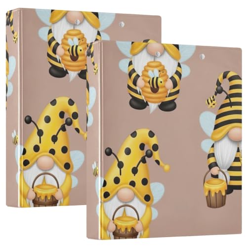 Classeur imprimé à 3 anneaux avec poches, motif jolis nains d'abeilles jaunes