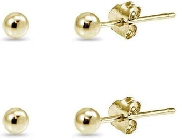 Sterling Silver 2mm Polished Ball Bead Stud Earrings Set of 2 Pairs