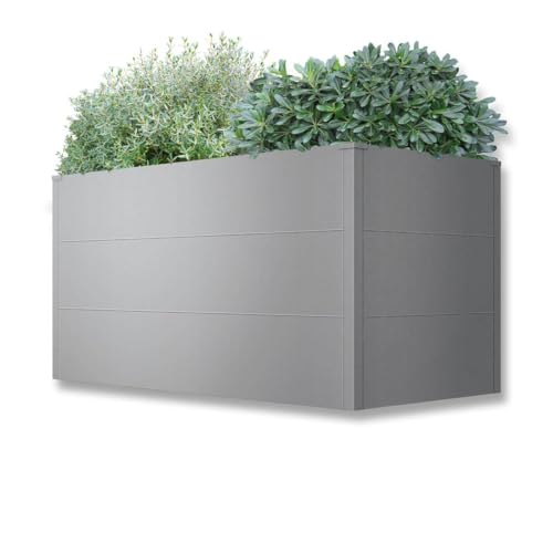 Metzler Hochbeet für den Garten – Stahl in Grau | Witterungsbeständiges Metall-Gartenbeet, Pflanzenbeet, Blumenhochbeet | 150 x 75 x 77 cm