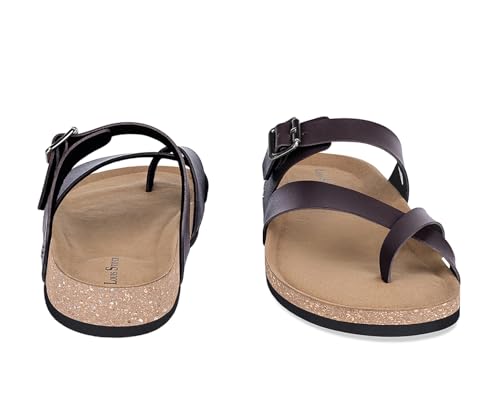 Image of LOUIS STITCH Comfortable Open Toe Cork Sandals | Lightweight Casual Sliders with Toering and Easy Slip-on Slippers | Back Open Sandals | LSOF-10