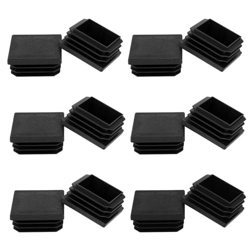 Image of Yuanchu 12 Pack 1.5 Inch Square Tube End Cap Plastic Plugs, 1 1 /2 Inch Tubing Plug End Caps, Fence Post Pipe Cap Cover Glide Insert Furniture Finishing Plugs for Square Metal Tube