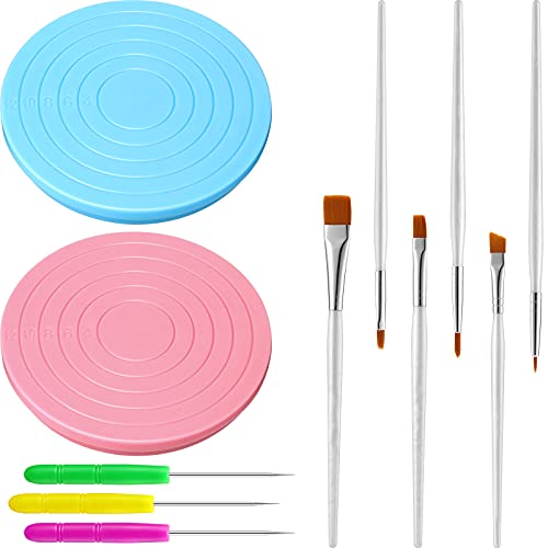 Cookie Decorating Kit Supplies Including 2 Round Cookie Turntable Decorating, 3 Cookie Scribe Needle, 6 Cookie Decoration Brushes 360 Degree Revolving Cookie Swivel Stand Cookie Projectors Decorating