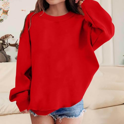 Girls Shirts Long Sleeve Casaul Tops Trendy Oversized Sweatshirt Crewneck Loose Fit Basic Shirt Fall Comfy Pullovers2
