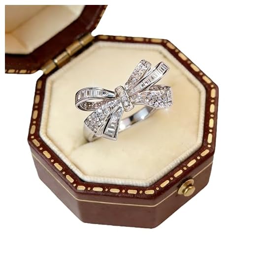 Fashion 18k Gold Bow Ring 925 Sterling Silver Shiny Full Diamond Ring Cubic Zirconia Promise Rings CZ Diamond Multi Row Ring Eternity Engagement Wedding Band Ring for women TZ.82 (US Code 6)