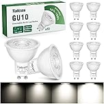 Tailcas GU10 LED Bulbs Dimmable, Cool White 6000K Spotlight Daylight, 7W LED Light Bulb Equivalent 50W Halogen, 500LM Energy Saving Lamps, 38° Beam Angle 220-240V No Flickering, Pack of 10