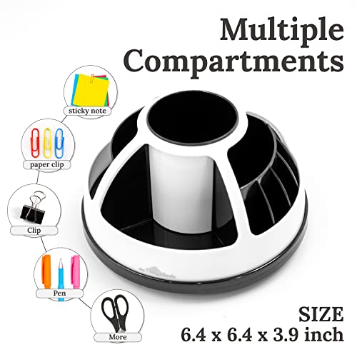 Myhomebody Pen Organizer For Desk, Office Supplies, Desktop Rotating, Compartments, Black Round #TOP2