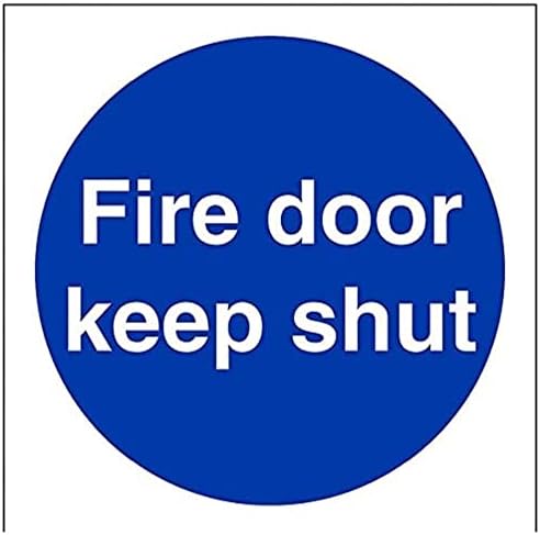 VSafety Fire Door Keep Shut Mandatory Sign - Square - 80mm x 80mm - 1mm Rigid Plastic