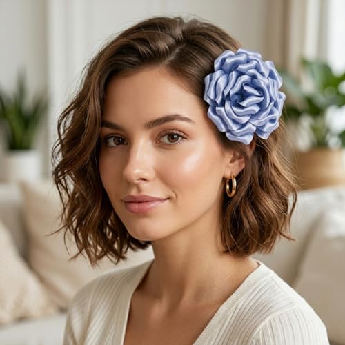 Image of 4.3 inch Red Rose Hair Clip Large Flower Brooches for Women | Charming Flowers Pins for Clothes | Turn Heads with Stylish Rose Hair Clip Flower Brooch Pin for Clothes & Clips for Woman