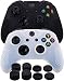 MXRC Silicone rubber cover skin case anti-slip STUDDED Customize for Xbox One/S/X controller x 2(black & white) + FPS PRO extra height thumb grips x 8
