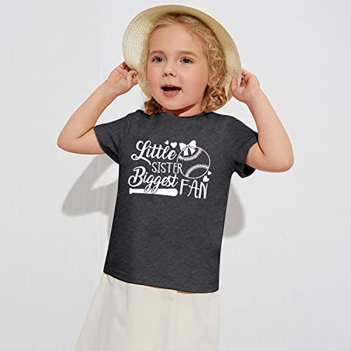 Image of FRYAID Toddler Baseball Sister Shirt Baby Girl Baseball Outfit Big Sister Shirt Birthday Girl T-Shirt Summer Cotton Tee Top