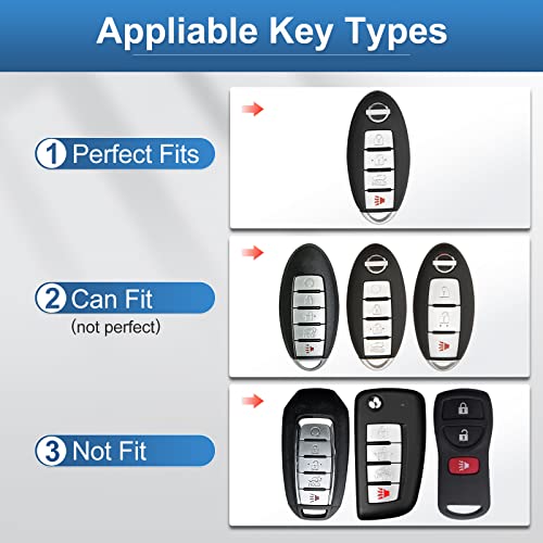 RUABIBAN Key Fob Cover Compatible with Nissan, Soft TPU Key Case Shell Fit for Altima Rogue Sentra Pathfinder Frontier Maxima Titan Murano Kicks Juke Versa Armada GTR 370Z Leaf — view 2