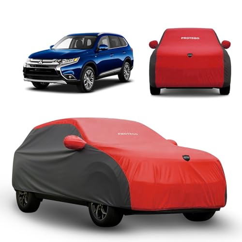 Image of PROTEGO Prime Series India's 1st Anti-Tear Car Cover for Mitsubishi Outlander | Heavy-Duty, Custom Fit, All Weather | 100% Waterproof, Windproof & Hail Resistant | 2-Year Warranty | Red + Black