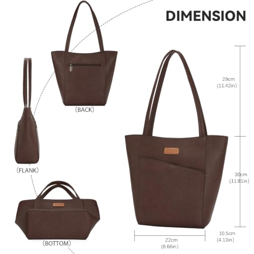 Image of Tote Bag for Women,Large Capacity Straw&Vegan Leather Tote Purses for Women,Shoulder Bags For Daily Travel Work Beach