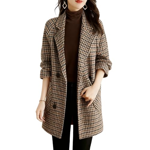 Gabardina De Mezcla De Lana con Estampado De Pata De Gallo para