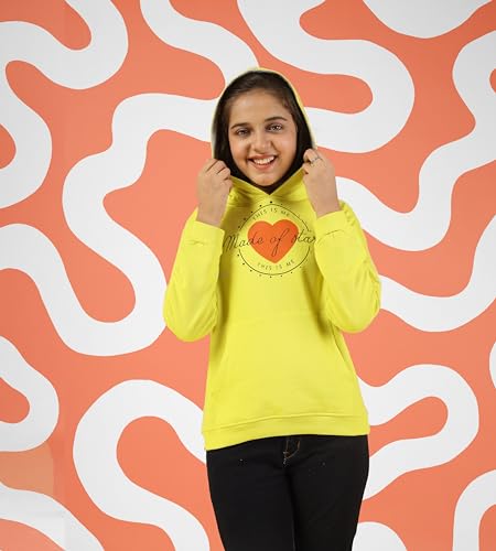 Image of KYDA KIDS Girls Cotton Hooded Neck Hoodies - Sweatshirt with Hoodies Full Sleeves Girls Winter Wear, Long Sleeve Sweatshirts for Girls -Regular Fit