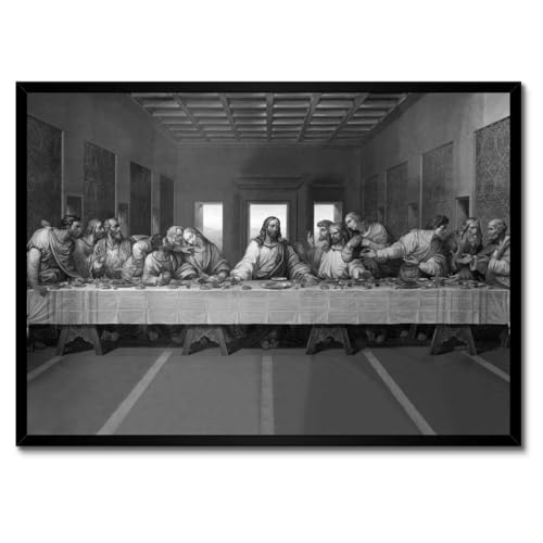 La Cène poster cadre blanc 70x50 cm idéal pour illuminer votre salle à manger