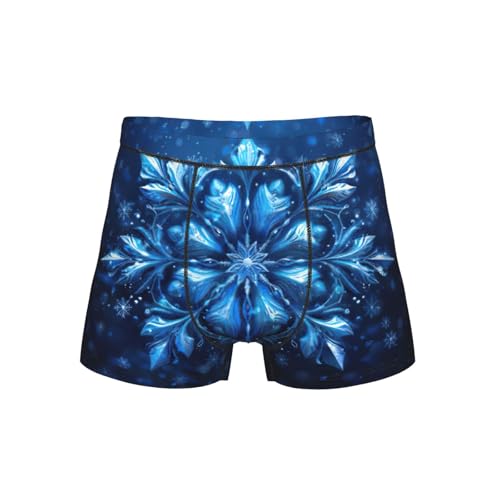 HJKTVDRQ Blue Christmas Snowflake Print Men'S Boxer Briefs,Comfortable Boxer Briefs,Perfect Choice For Men'S Fashion