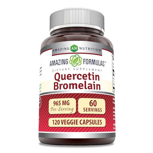 Amazing Formulas Quercetin 800mg with Bromelain 165mg, 120 Veggie Capsules Supplement | Non-GMO | Gluten Free | Made in USA
