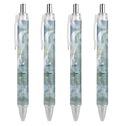 Stylos à bille Lily Flower : lot de 4 stylos rétractables portables à encre bleue