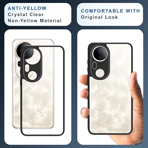 Image of CEDO Backcover for Vivo T4 Ultra (5G) | Camera Protection Bump Shockproof Edge | Ultra Hybrid Transparent Acrylic Clear TPU+PC Hard Backcase Cover (Black)