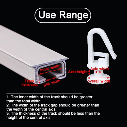 XCVCVB 100 x Plastic Curtain Rail Sliders for Long Curtain Rails with Inner Diameter of 11 mm (White) - Image 3