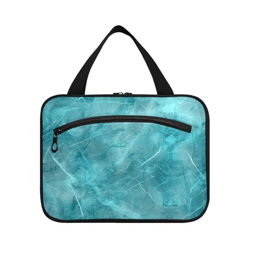Simple Turquoise Colored Background Hanging Travel Toiletry kit with Hook,