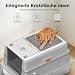 XXXL Extra Large Edelstahl geschlossene Katzentoilette mit Deckel & Kratzmatte Oben, Doppeltür, Aktivkohlefilter, leicht zu reinigen, geruchskontrollierende Katzen-Toilette, Hellgrau