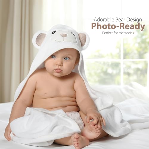 Image of Hooded Baby Towels for Newborn & Toddler - Super Soft Baby Bath Towels with Hood, Highly Absorbent Viscose Made from Bamboo Hooded Towel for Boys, Girls, Newborn Essentials