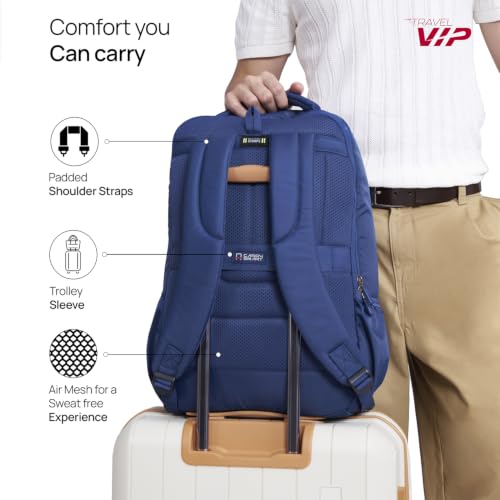 Image of VIP VOGUE 17 Inch Compatible Laptop Backpack 27L + 5L Expandable | Water-Resistant with 3 Compartments | Padded Laptop Sleeve, Side Bottle Pocket | Office & Travel Backpack for Men & Women