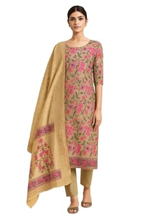 Snuggle Spot Women's Chanderi Unstitched Salwar Suit-Material With Dupatta (Pink,2 Mtrs) main image 1